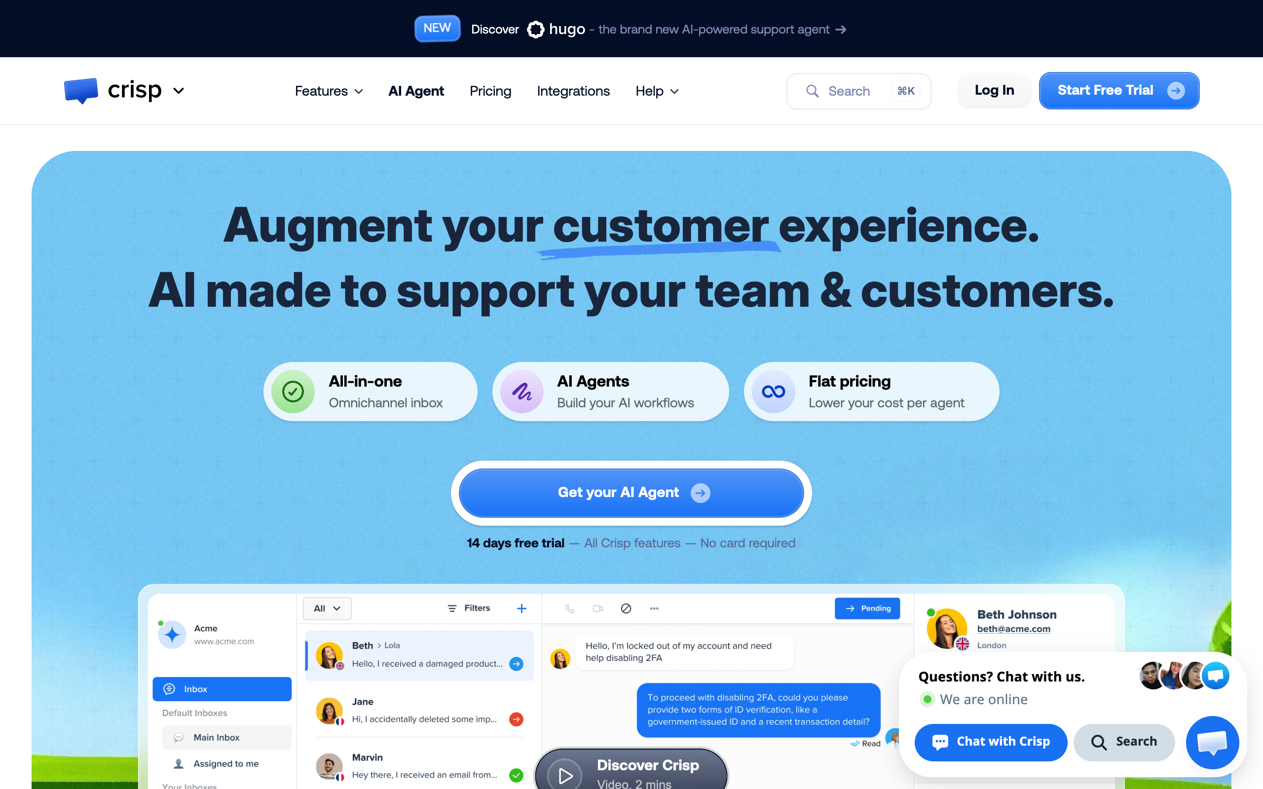 Crisp homepage
